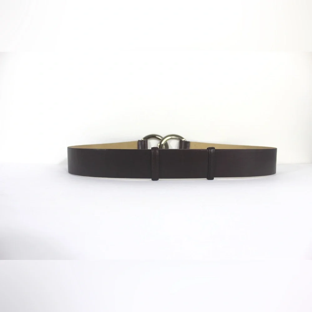 Adjustable Ellen Tracy Italian Leather Belt with Silver Buckle up to 37” - Picture 3 of 7
